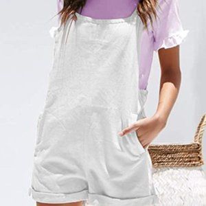 Plain Jumpsuit Overall Shorts Rompers with Pockets